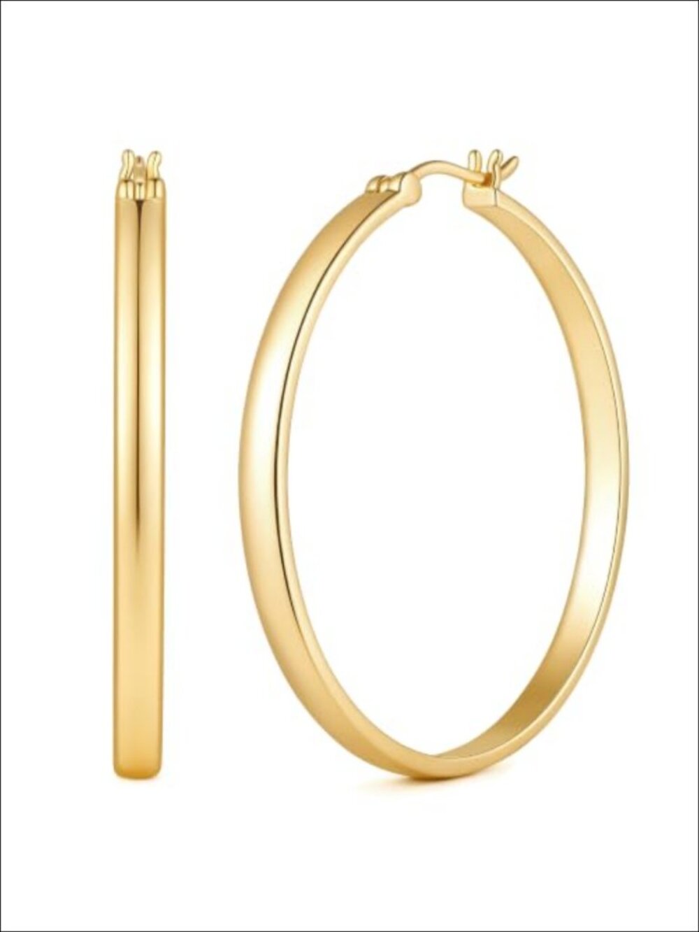14K Gold Plated Hoop Earrings Latch Back Women's Jewelry